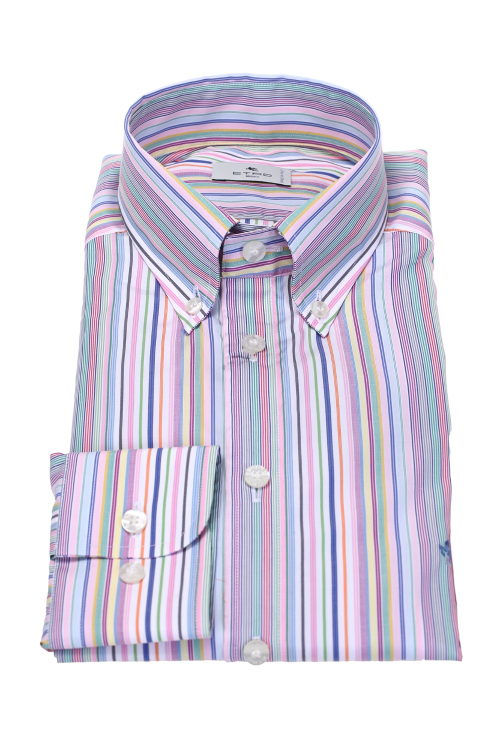 shop ETRO  Camicia: Etro camicia in cotone a righe multicolore.
Colletto button down.
Logo Pegaso ricamato, a contrasto.
Polsino con doppio bottone.
Slim fit.
Composizione: 100% cotone.
Fabbricato in Italia.. 1K964 6009-8000 number 4055799